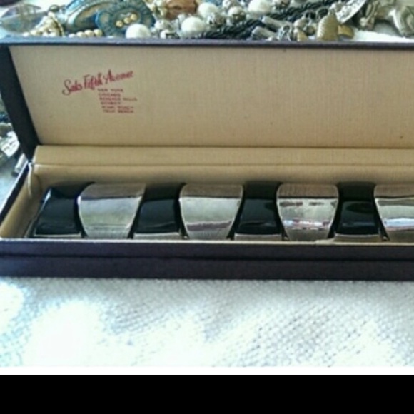 Saks Fifth Avenue Vintage Estate Silver & Black Onyx Bracelet - Picture 1 of 4